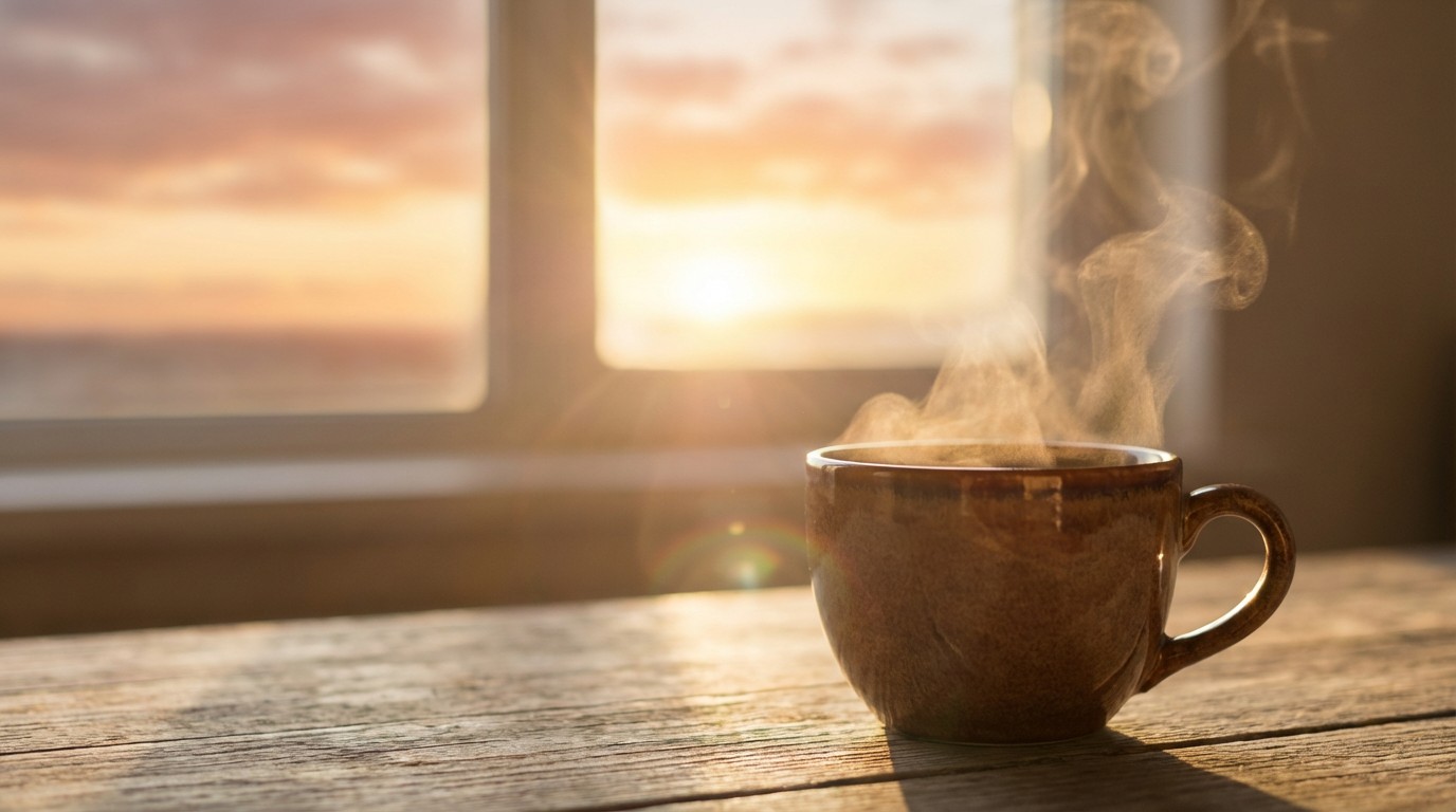 Morning natural sunlight and tea